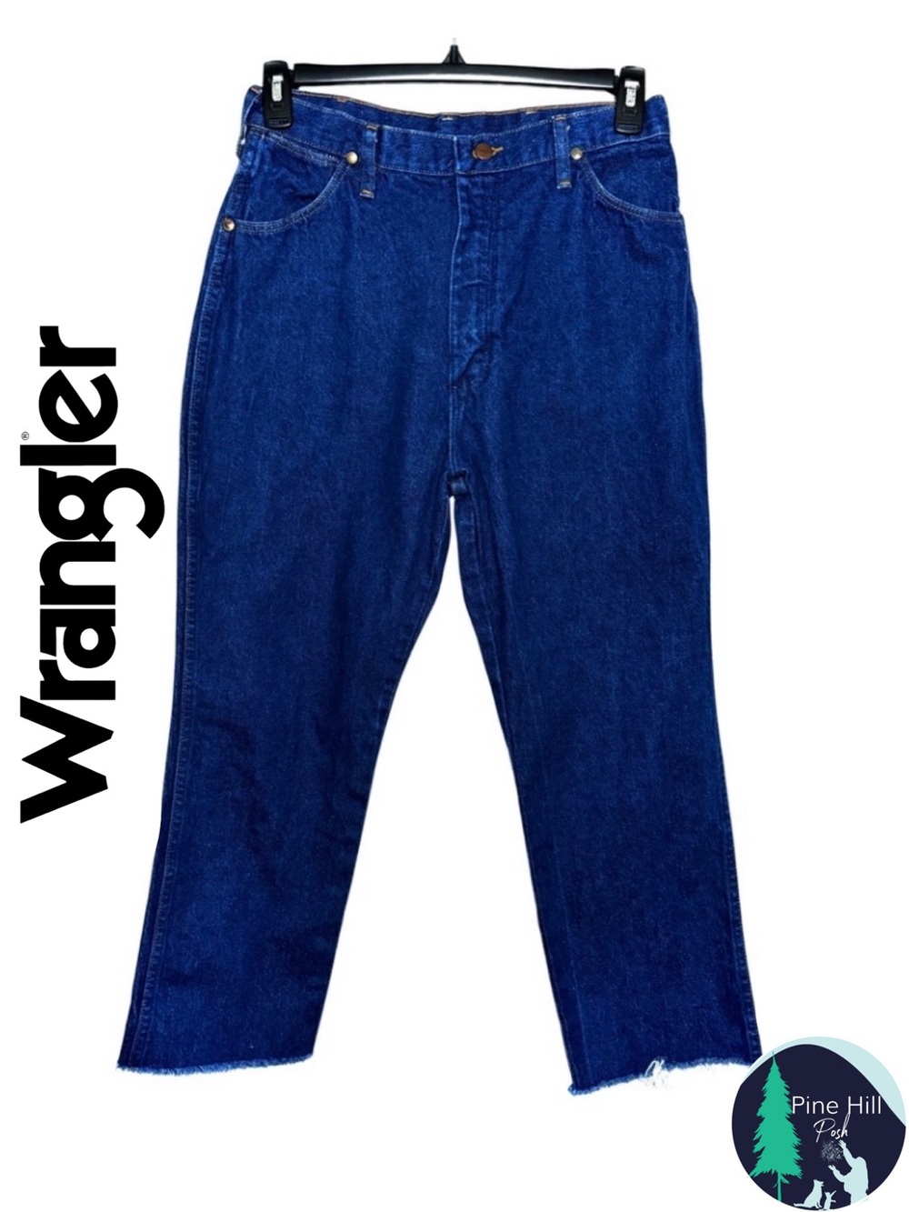 90s Wrangler Jeans Womens 30 X 26 Dark Wash High Rise Straight Raw Hem Western